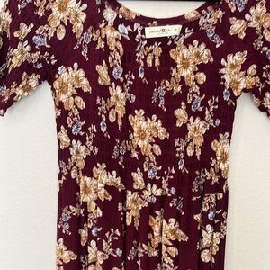 NATURAL LIFE Floral Burgundy MAXI DRESS MEDIUM